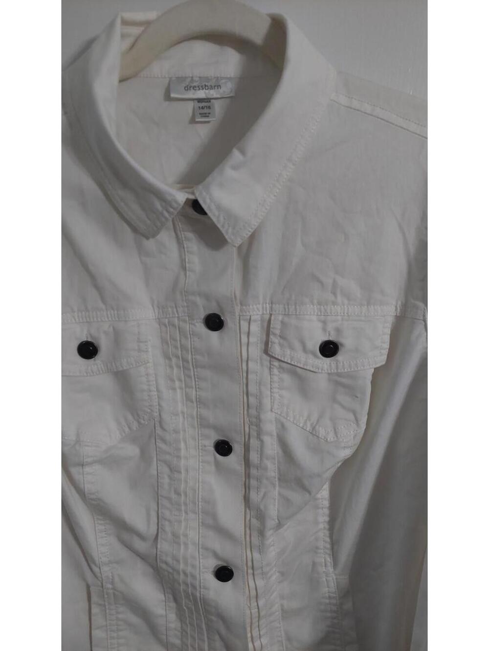 Dressbarn Women’s White Button-Front Shirt Jacket Size 14/16